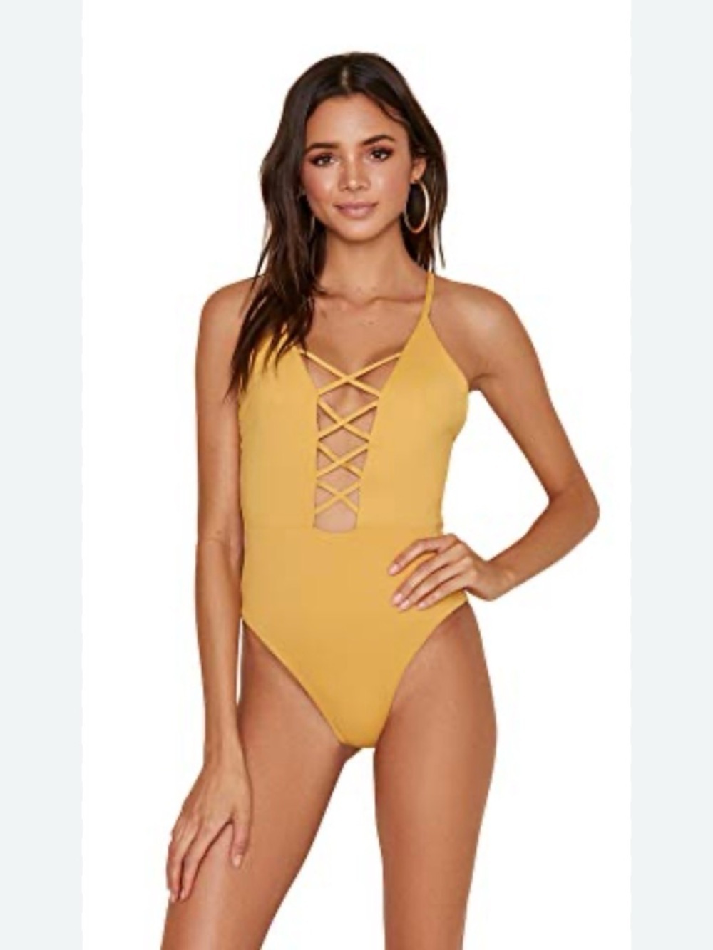 NWT Dippin' Daisy's Butter Yellow Lace Up One-Piece Swimsuit Bathing Suit